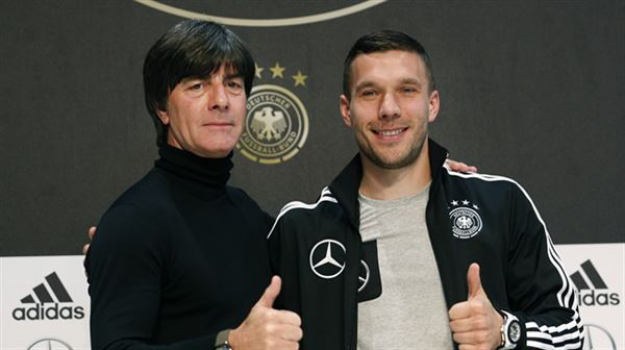 ​Podolski scores a winner for Germany in his farewell game